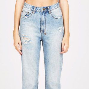 KSUBI High-Waisted Distressed Jean